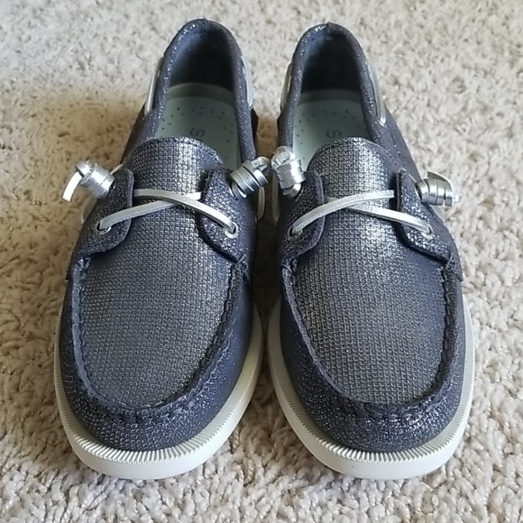 Sperry Vida Brushed Silver Metallic Boat Shoes - Picture 9 of 15